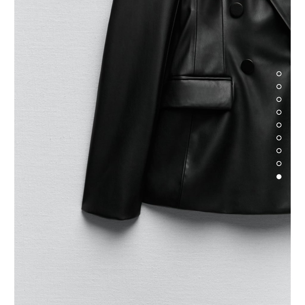 FAUX LEATHER DOUBLE BREASTED BLAZER